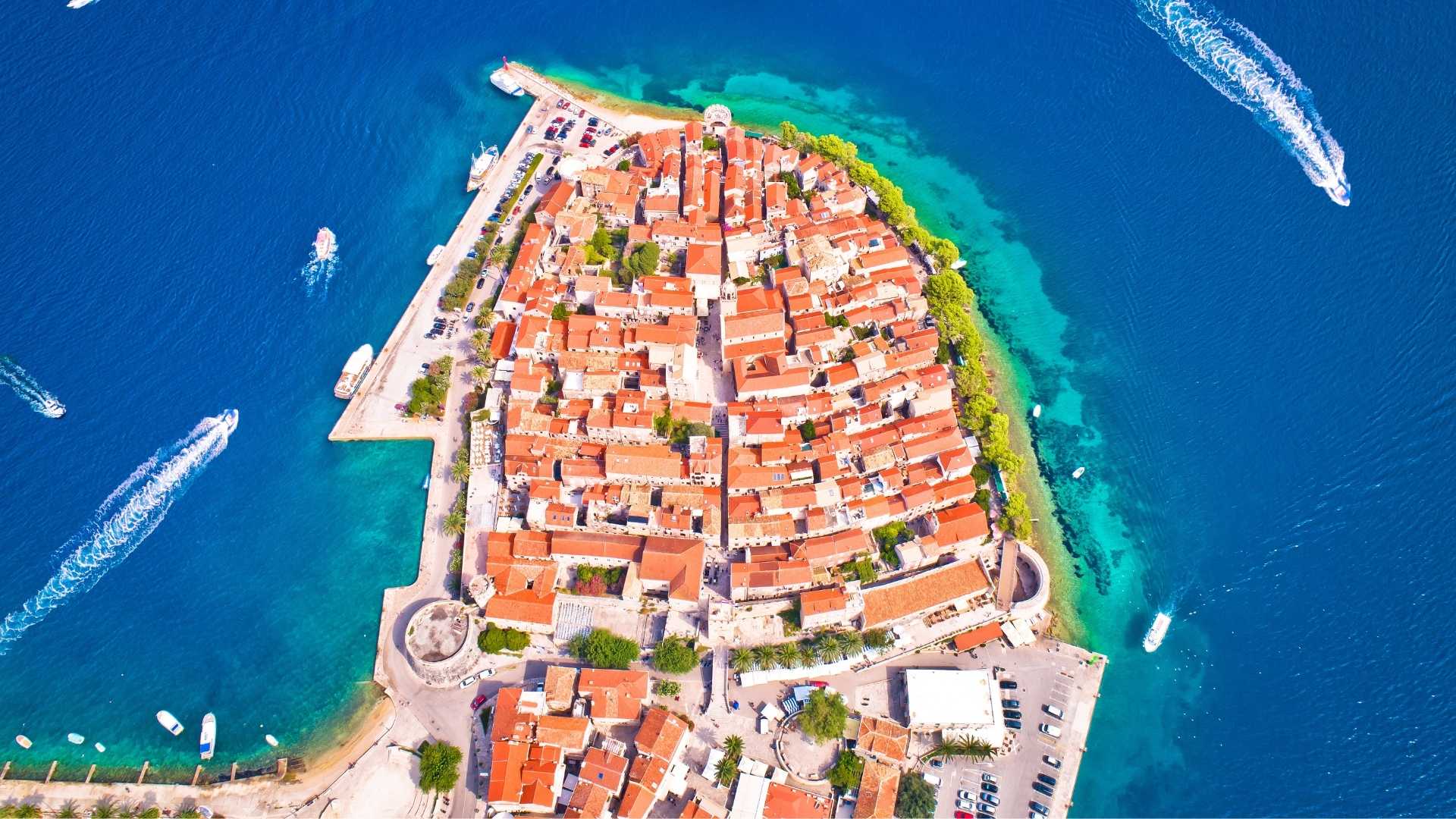 Taxi Orebić Korčula old town from above